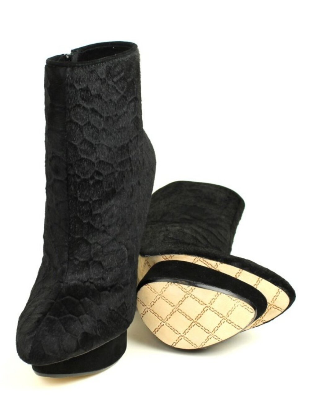 Gwen Stefani L.A.M.B. Noss Black Mid-Calf Platform Heels